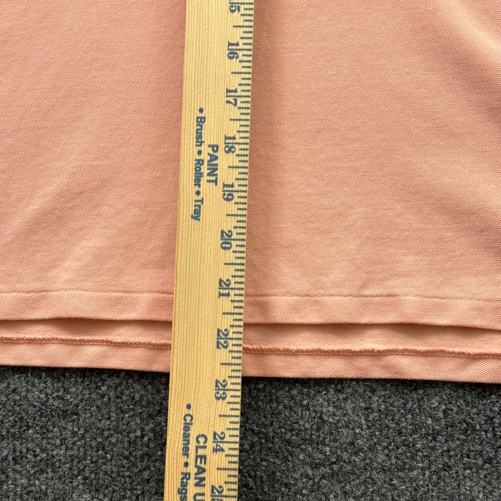 Polo Ralph Lauren Polo Shirt Womens M Peach Slim Fit Cotton Stretch Blue Pony - Picture 8 of 9
